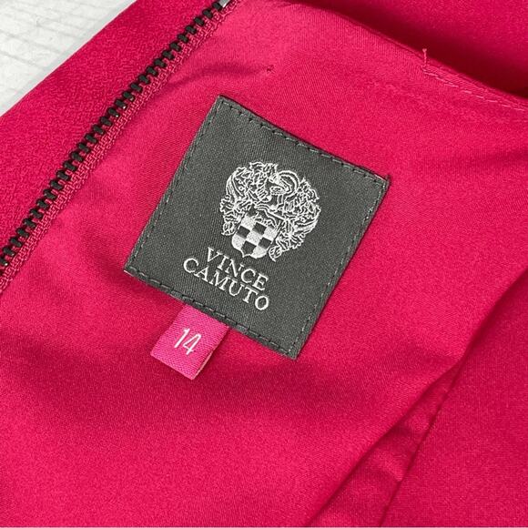 Vince Camuto Pink Silky Dress Layered Front Pleats Size 14 - Picture 12 of 14